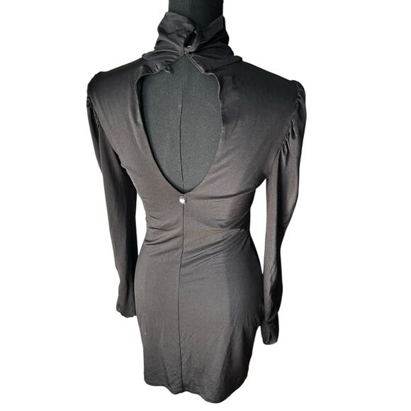 Y2K Apple Bottoms Black Long Sleeve Turtleneck Open Back Mini Dress Size Small - Picture 4 of 6